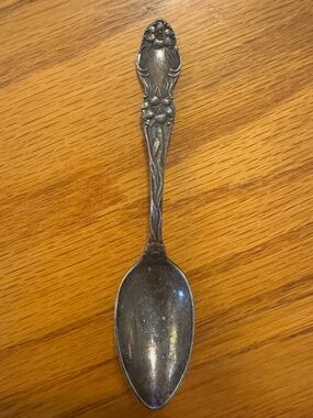 Antique Floral-Handle Silver Souvenir Spoon ✨